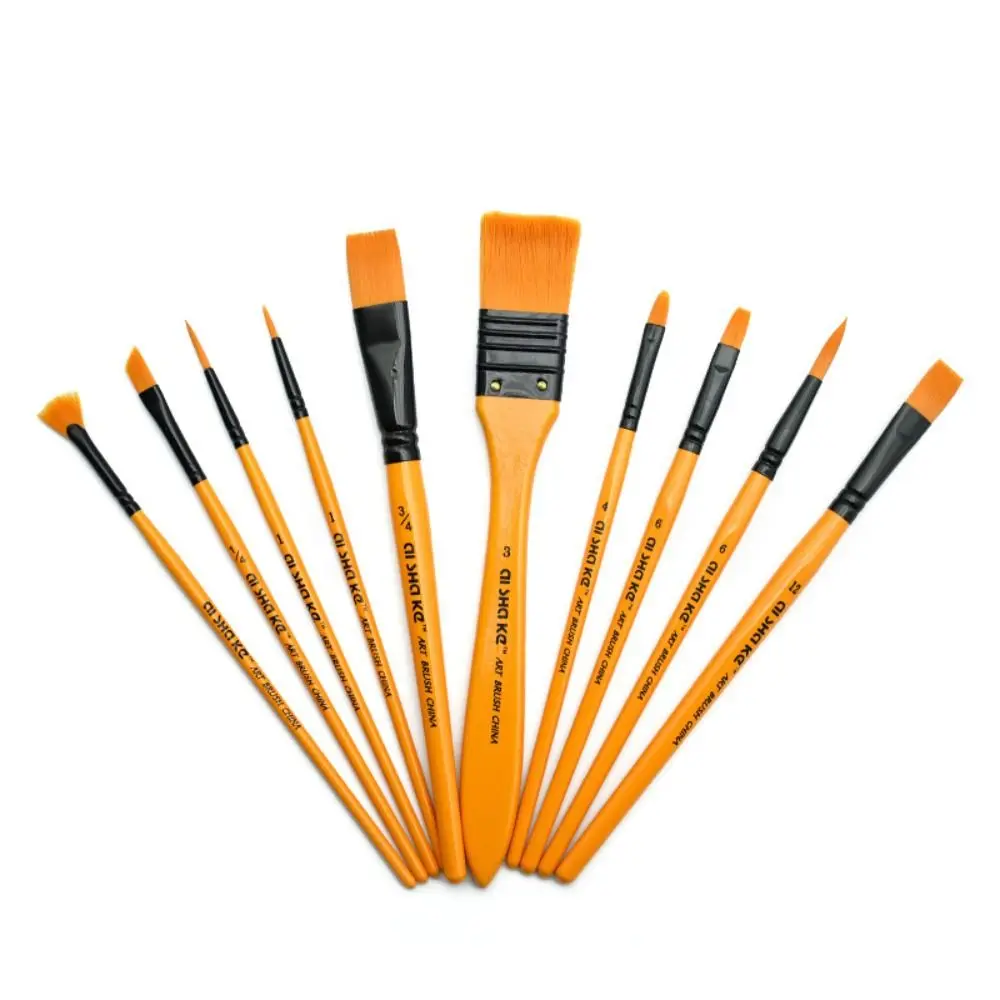 

Art Painting Paint Brush Set Different Shape Student Drawing Supplies Wooden Handle Artist Nylon Hair Brushes Oil