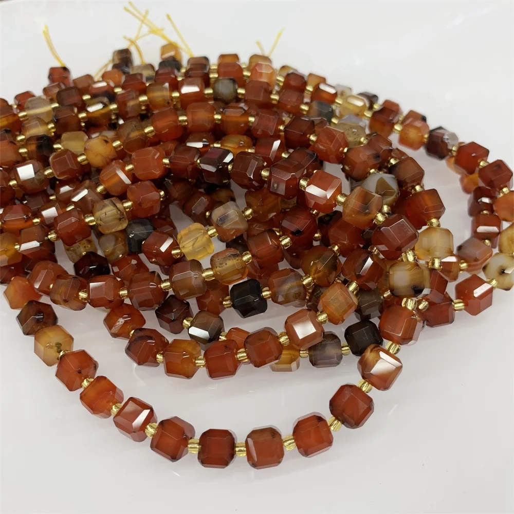 Natural Agate 8-9mm Cube Beads Faceted Loose Beads For Diy Bracelet Necklace Jewelry Making