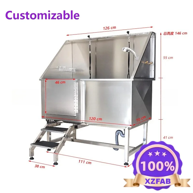 Factory Direct 2026 Lize 24-year-old New Single-door Pet Animal Bath 304 Stainless Steel Bath Universal For Cats And Dogs With P