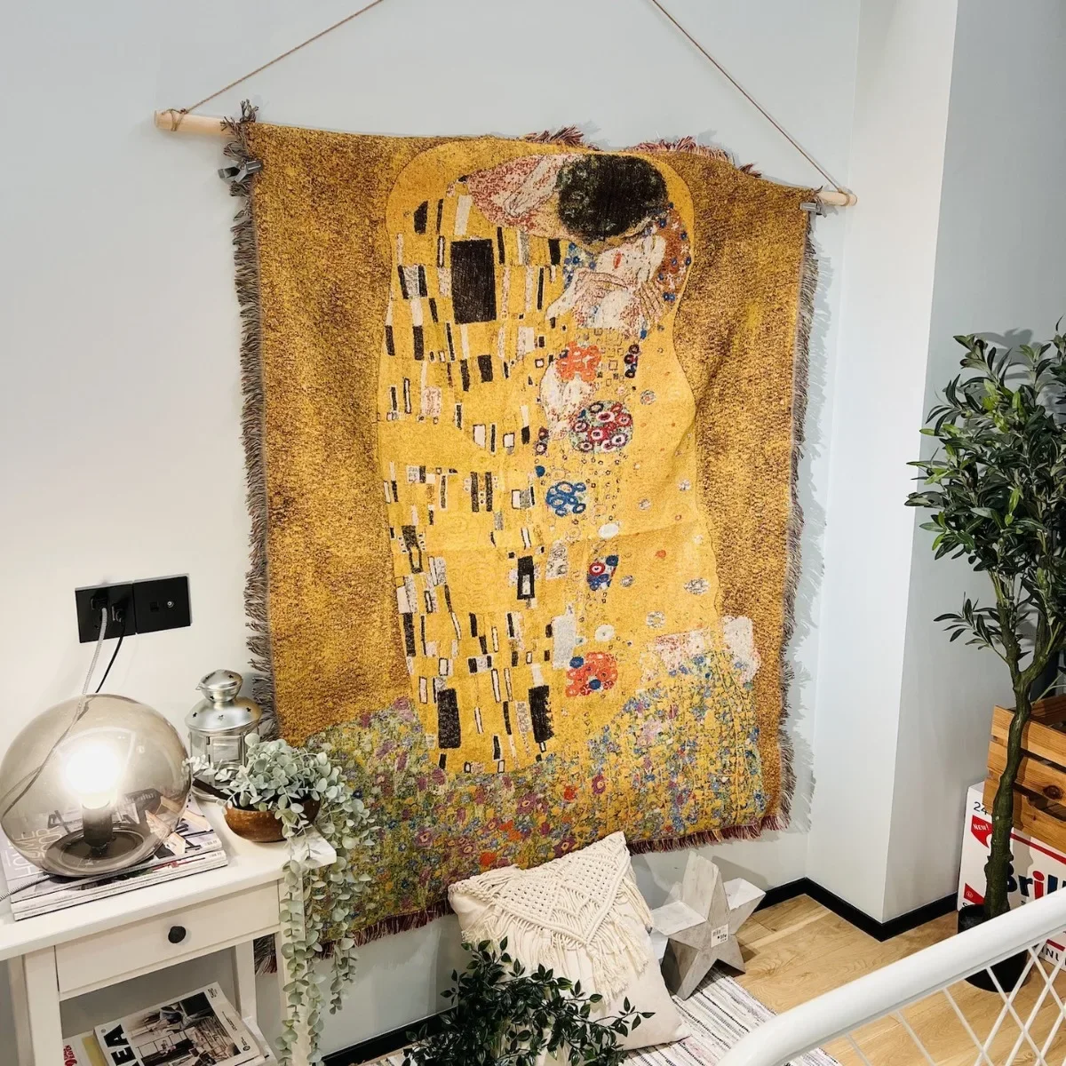 Klimt retro abstract oil painting carpet golden thread art tapestry bedroom bedside wall decorative carpet sofa carpet