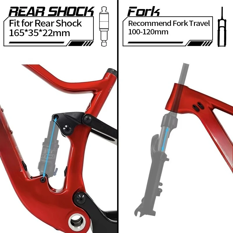 

Carbon Suspension Frame 29er Factory Wholesale 2.4 Tire Thru Boost 148mm XC MTB Full Suspension Carbon Bicycle Frame 29inch