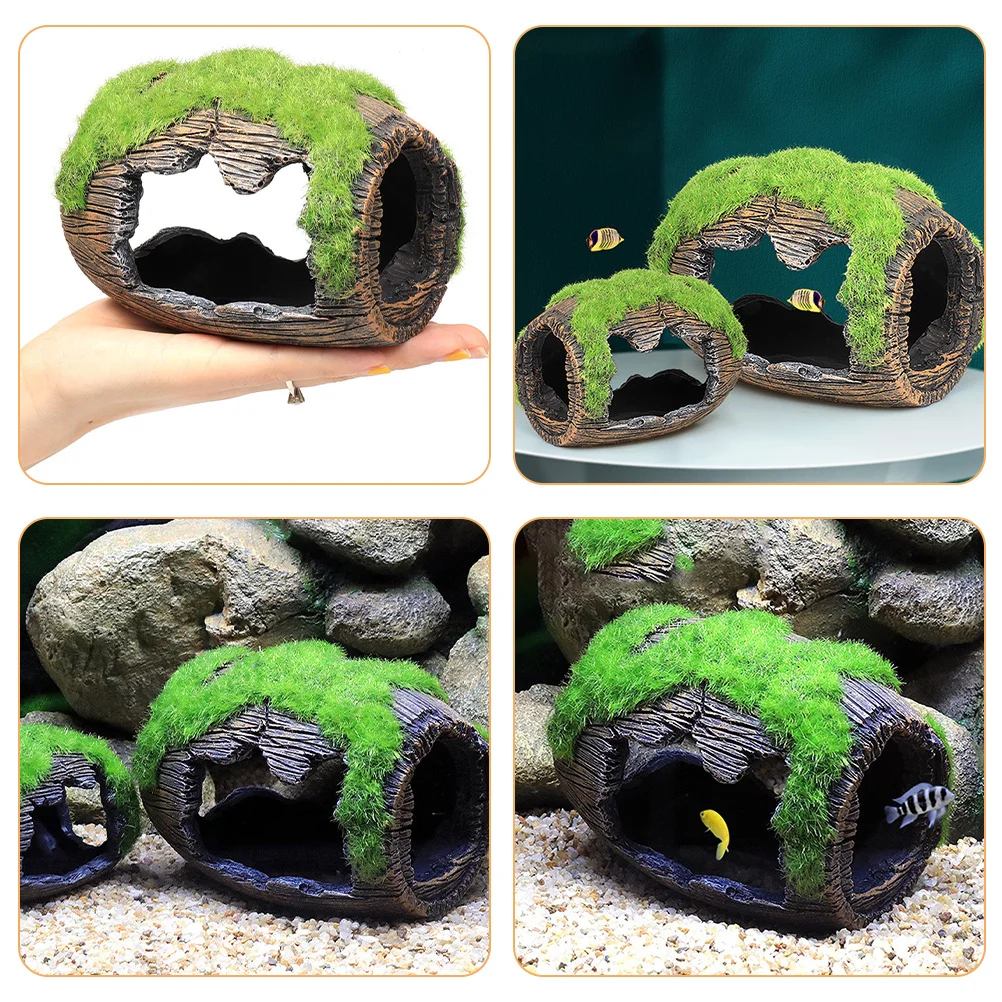 

Shrimp Hideout with Moss Decor Fish Tank Resin Craft Aquarium Landscape House for Small Aquatic Pets Safe Comfortable Shelter