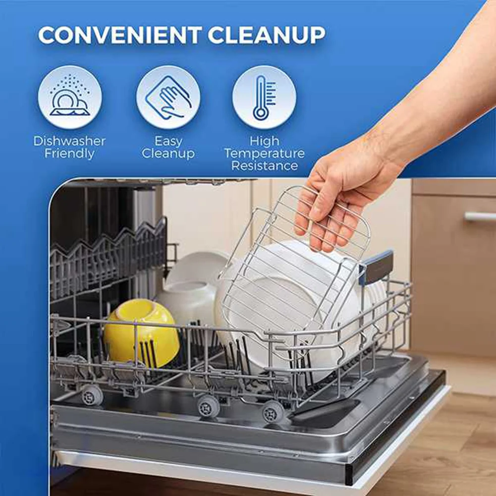 Rack de fritadeira de ar com cesta dupla, 2 pacotes, rack de aço inoxidável 304 para ninja foodi dz201/401, cesta dupla instantânea