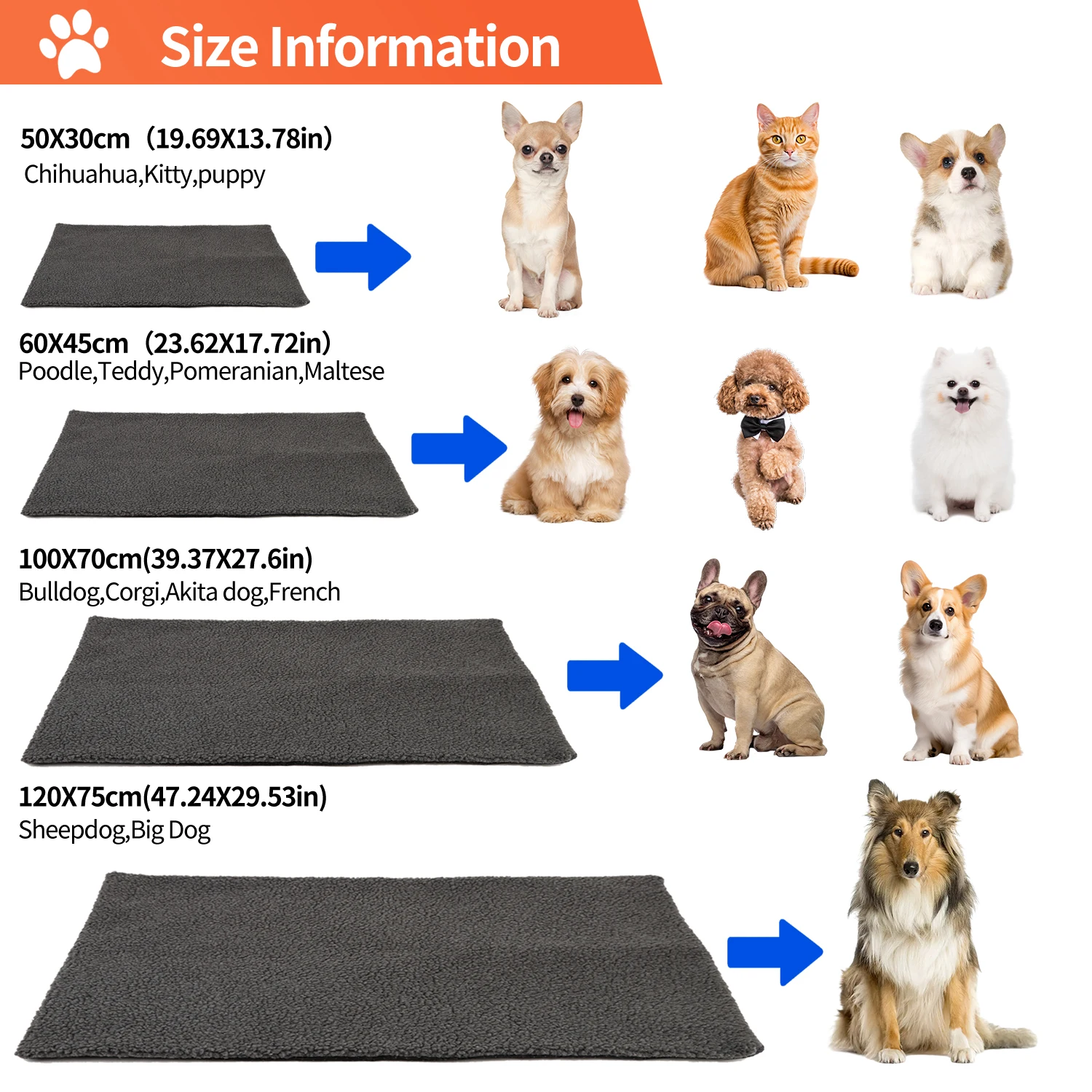 Winter Dog Mat Self Heating Pad Warm Sleep Mattress Small Medium Dog Cat Self Heating Rug Washable Moisture-Proof Pet House