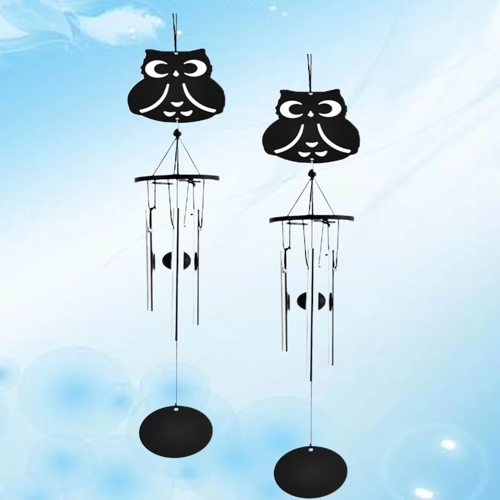 

2pcs Owl Chime Hanging Wind Bell Premium Household Pendant Decor Garden Pathway Child Room Relaxation Breeze Gift Home Wind