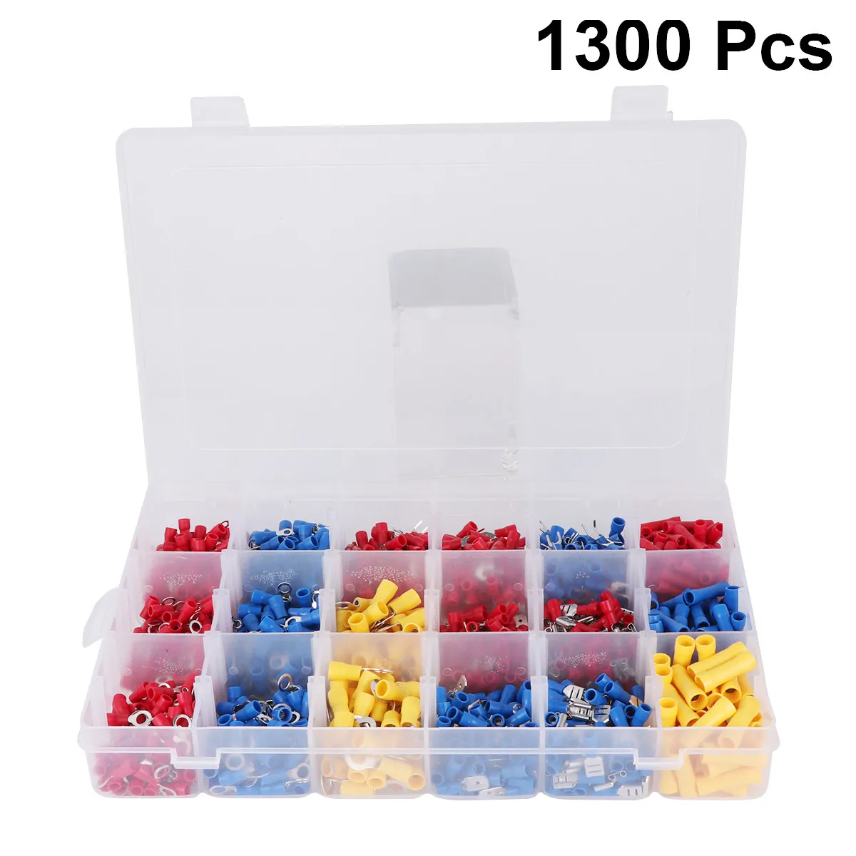 1300Pcs PVC Terminal Combination Kit Heavy Duty Battery Cable Wire Lugs Eyelets Tubular Ring Connectors Heavy Duty Wire Lugs