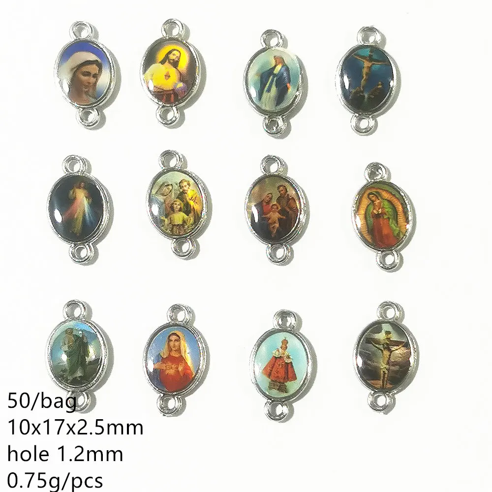 7Style Catholic Religious Church Medals Saints Enamel Two-sided Cross Wholesale Resin connectors Findings Y Crafts Crosses