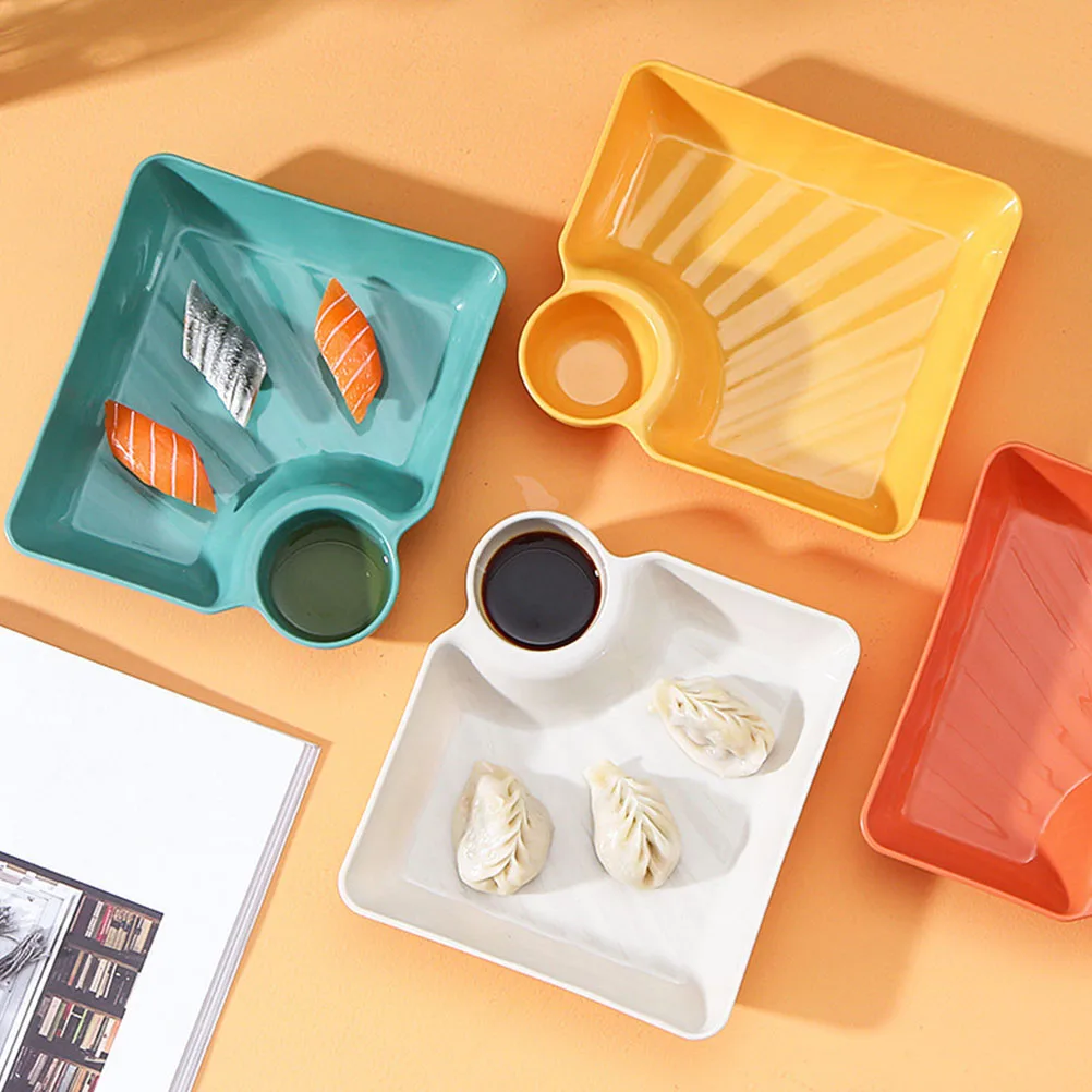 

4Pcs PP Material Lightweight Food Serving Plates for Snack Dumpling Sushi Suitable Various Occasions Easy Storage Cleaning