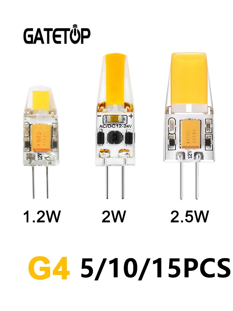 

5-15PCS LED Mini G4 light bulb low voltage AC/DC12V COB warm white light without stroboscopic replacement of 20W halogen lamp