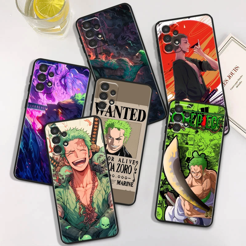 Anime One Pieces Zoro For Samsung A73 A72 A54 A53 A52S A34 A33 A32 A24 A23 A22 A14 A13 A03S A02S Black Soft Phone Case