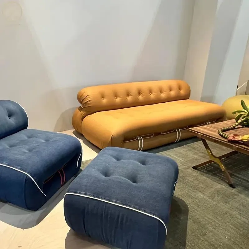 for Modern Luxury Chesterfield Fabric Sofa Set Brown Metal Frame Apartment Living Room Furniture 2024