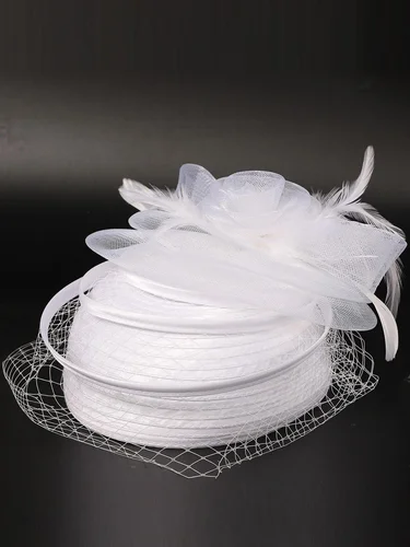 Imagen 2 del producto Sombreros de novia para boda, tocados para mujer, con velo de plumas, vestido de fiesta de té y cóctel, gorra Derby elegante de Kentucky, sombrero para misa