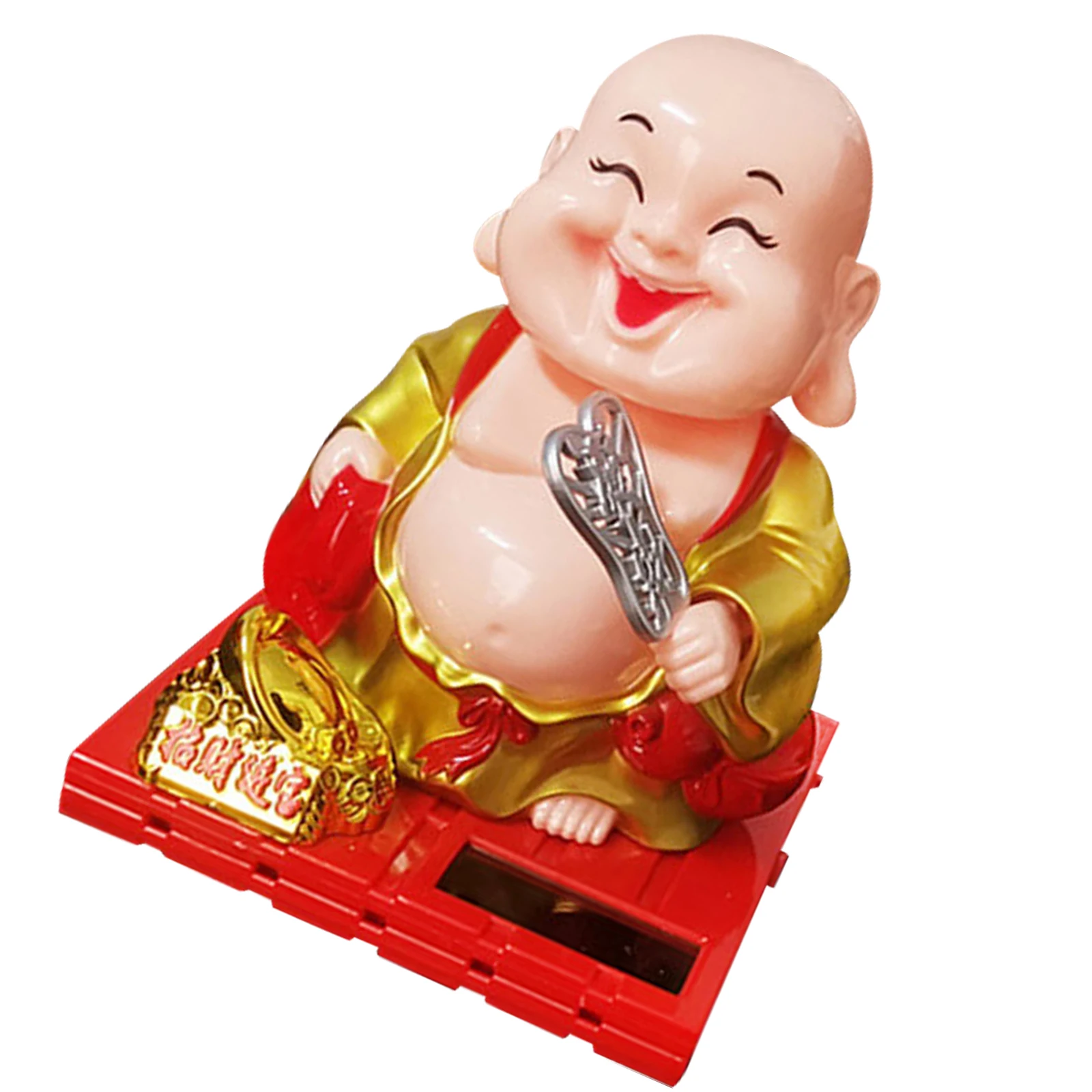 1 قطعة الطاقة الشمسية مايتريا بوذا سطح المكتب زخرفة سيارة الديكور قسط تمثال بلاستيكي Nodding مروحة تعمل بالطاقة الشمسية ديكور المنزل #5