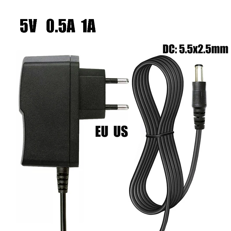 5V 1A Power Supply 5Volt 1amp 5w Adapter 100-240V AC to DC 5V 0.5A 0.8A 1A 5.5x2.5mm Charger for Led Light Strips Lamp Switch