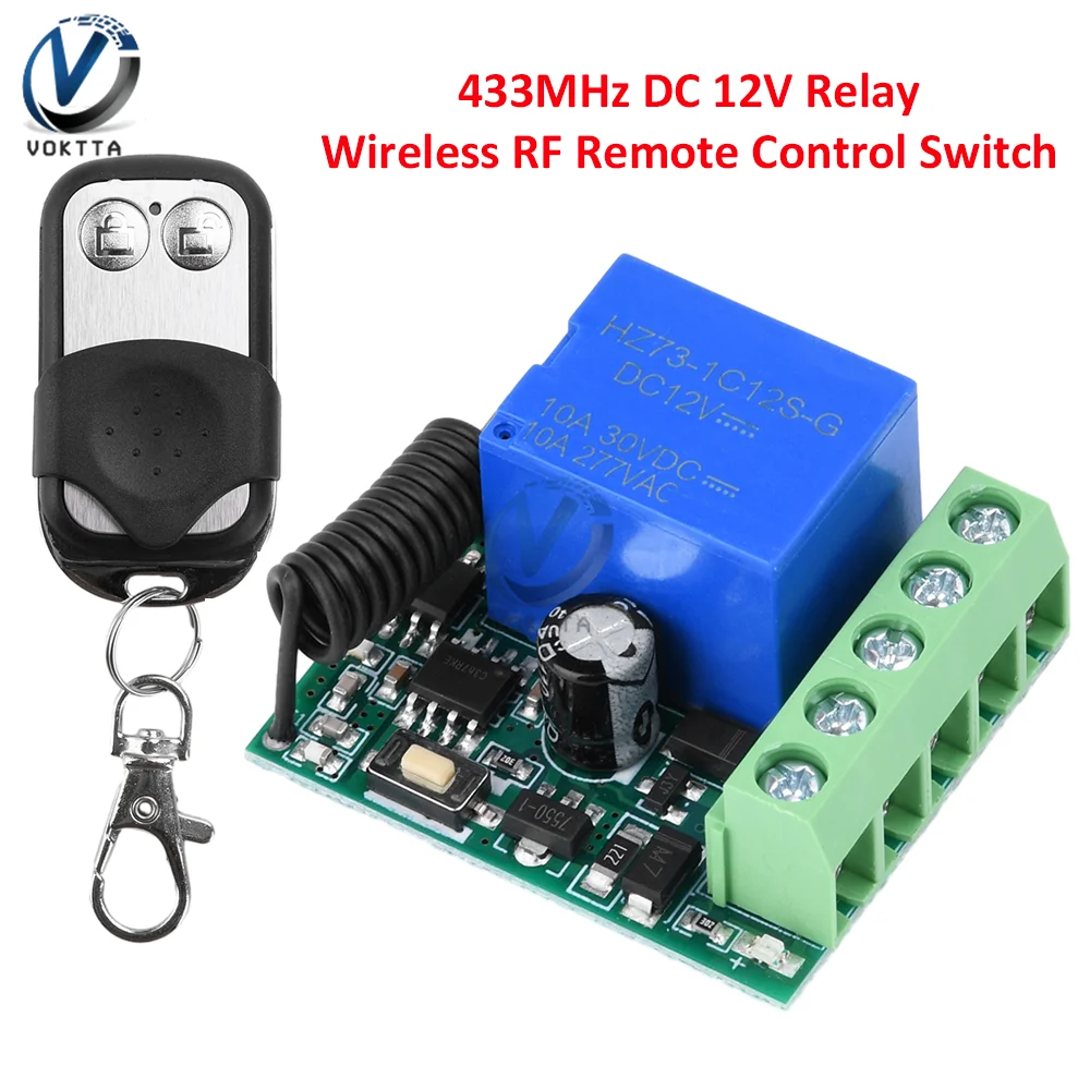 433MHz Wireless RF Remote Control Switch Relay Self-locking Receiver Module DC12V 2-Way Remote Controller Receiver Transmitter