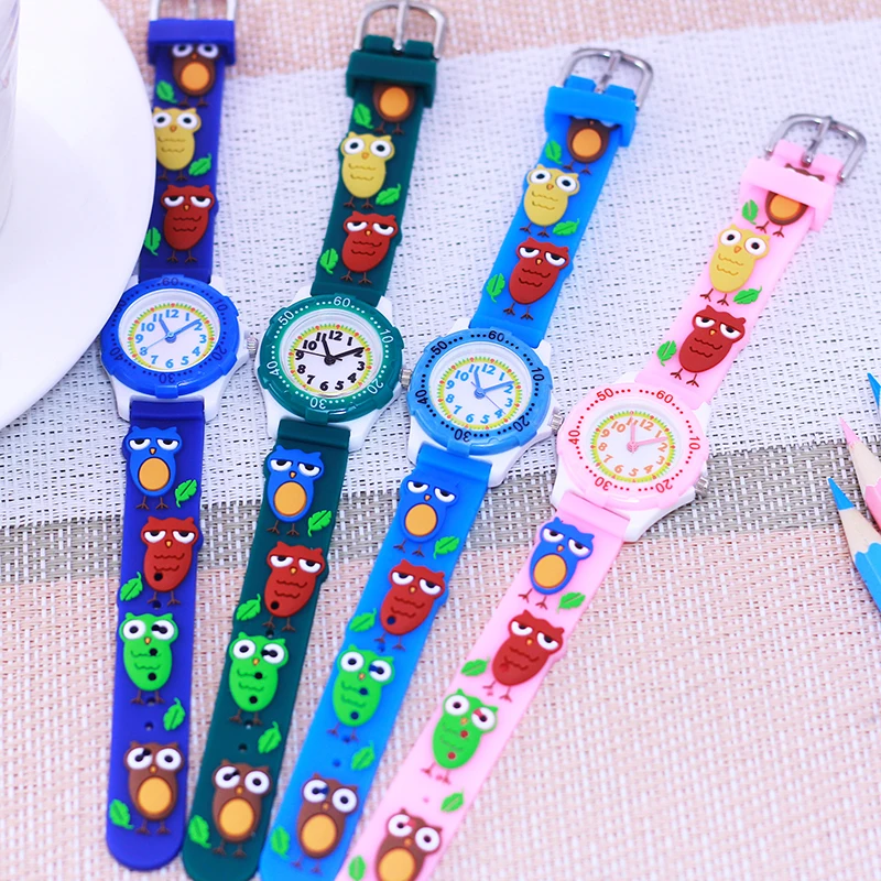 Relógios de pulso de quartzo para crianças, mostrador giratório, desenhos animados 3D, bracelete de silicone macio, personalidade, meninos, meninas, adorável