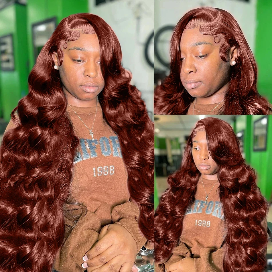 Reddish Brown Body Wave HD 13x4 13x6 Lace Frontal Human Hair Wig Colored Brazilian Remy Human Hair Wigs For Women Pre Plucked