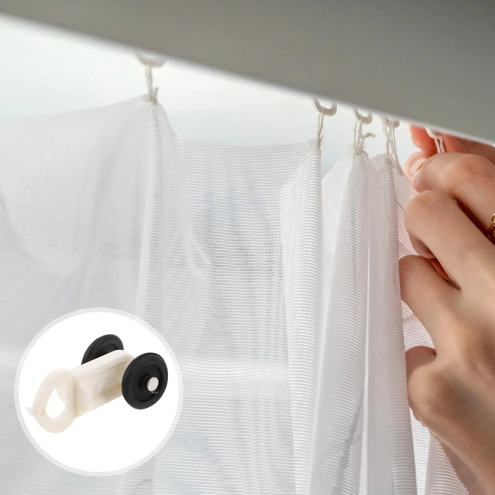 50Pcs Curtain Track Gliders Plastic Wheeled Carriers Heavy Duty Rail Pulley Smooth Silent Sliding for Bedroom Living Room Office