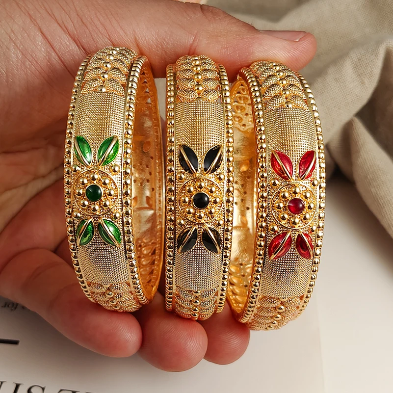 Gold Color Bangles For Women Men 18K Gold Plated Bracelet Jewelry Nigerian Wedding Party Gift Dubai Bracelet image 3