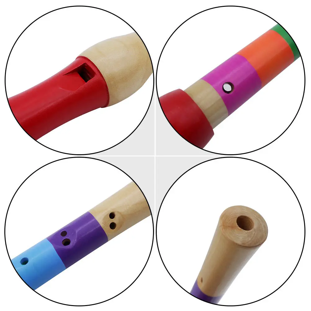 1 Buah Klarinet Kayu Warna-warni Soprano Recorder 8 Lubang Seruling Musik Instrumen Praktis untuk Anak-anak Klarinet Kayu