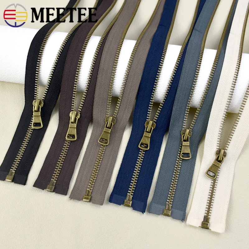 2/5Pcs 5# Metal Zippers 40/50/60/70/80cm Bronze Teeth Open-End Zipper Bag Jacket Cabbage Zips Sewing Decor Zip Repair Accessory