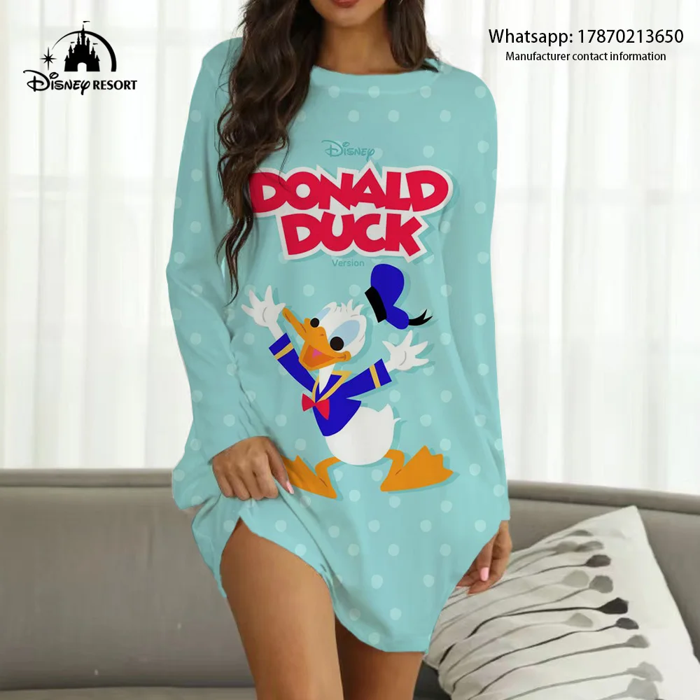 Vestido informal y cómodo para mujer, jersey de manga larga con estampado 3D de dibujos animados de Mickey, novedad de 2024