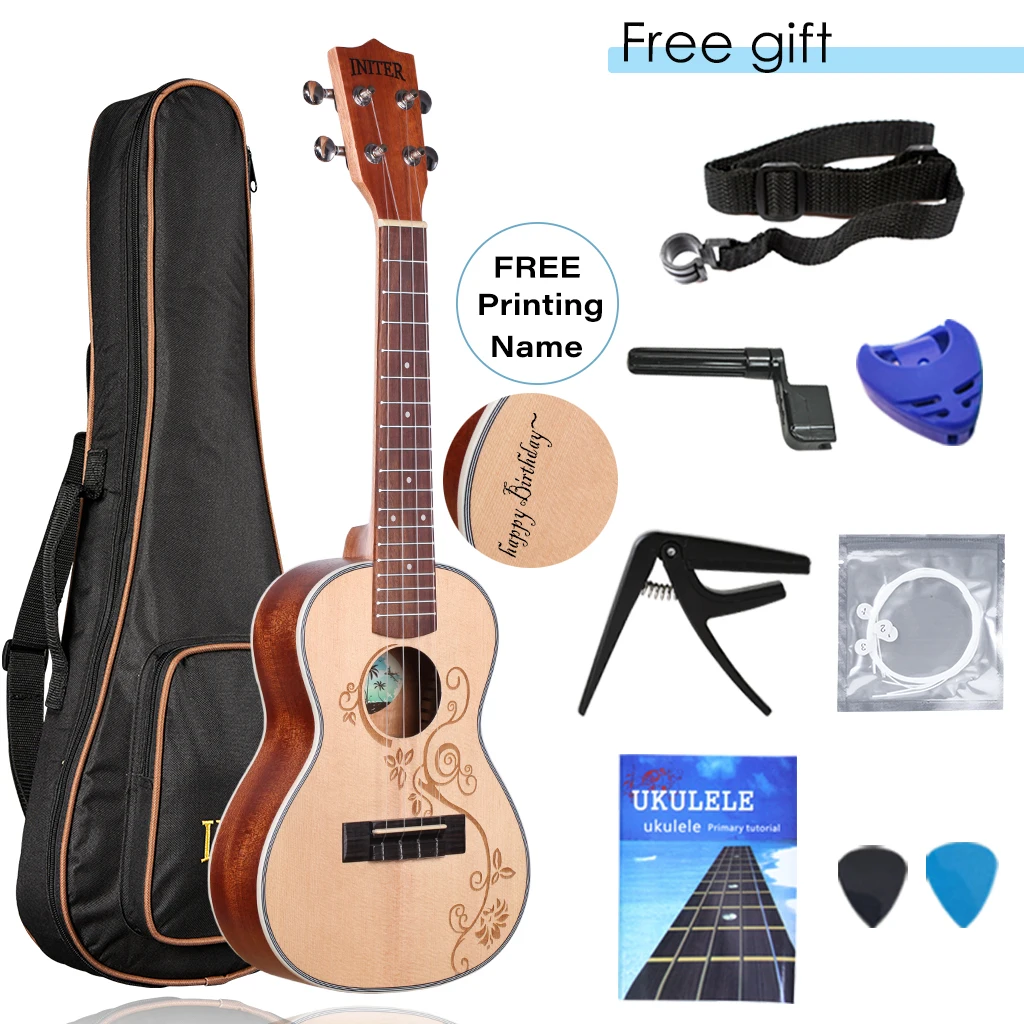 

INITER flower 23/26inch concert/tenor Ukulele High quality spruce Ukelele with FREE Accessory