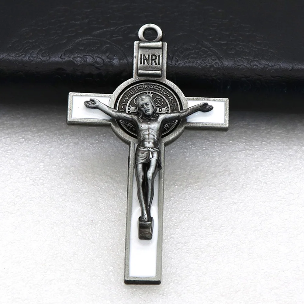 Kruzifix Saint Benedict Kreuz Halskette Anhänger Jesus Religiöse Geschenke für Frauen Männer Schmuck 2 Stück Bulk – Detail 9