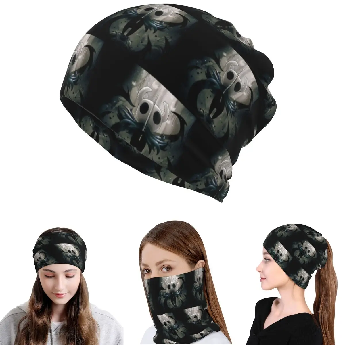Ghost Knight Hollow Knight Game Bandana Neck Gaiter Wrap Mask Scarf Multi-use Balaclava Beanies Hat for Men Women Adult Winter