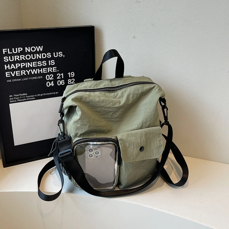 

New Large Capacity Zipper Solid Color Nylon Crossbody Bags for Women 2026 High Quality Interior Zipper Pocket Softback Backpacks