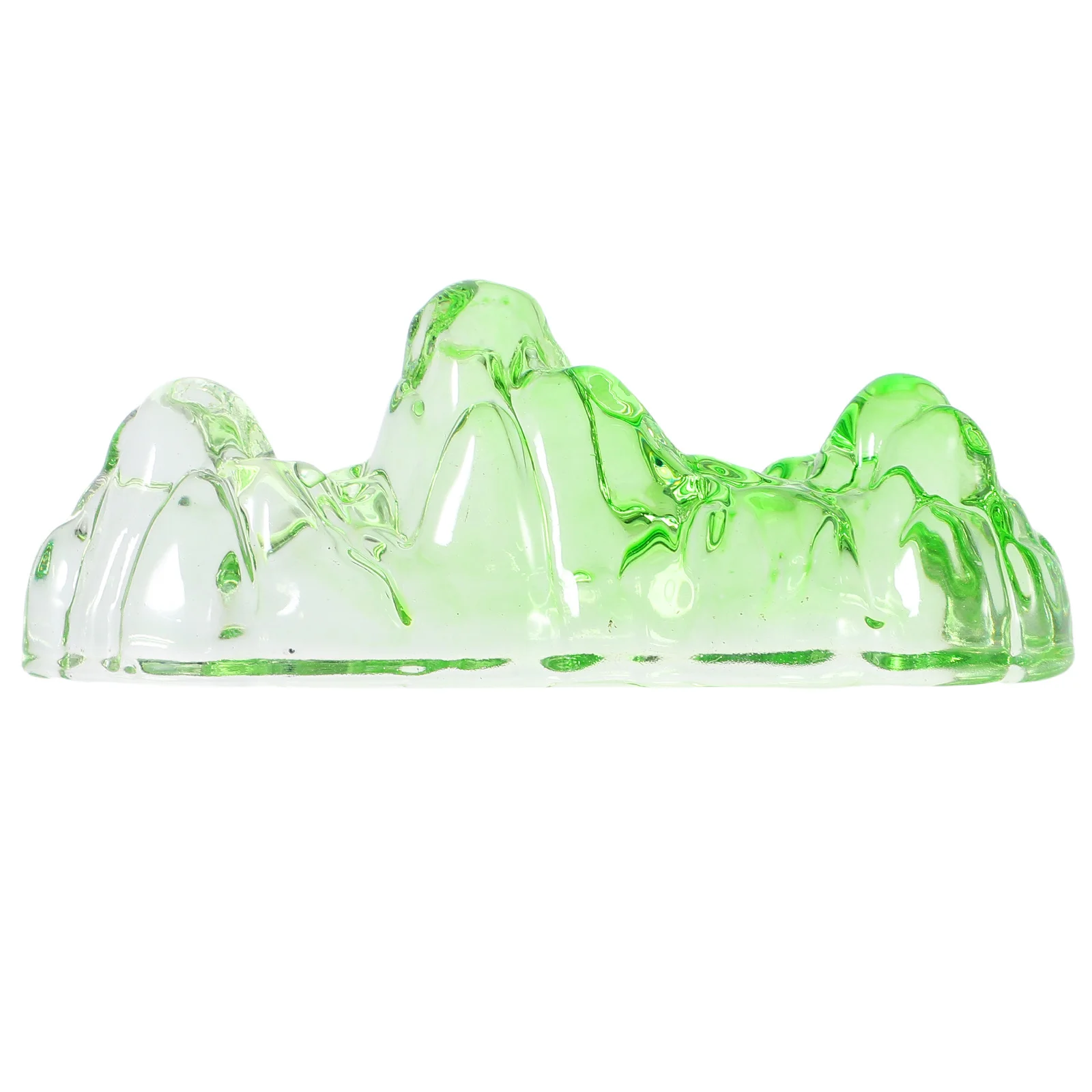 

Clear Transparent Glass Calligraphy Brush Holder in Mountain Shape Stylish Writing Brush Rack Paperweight for Calligraphy Artist