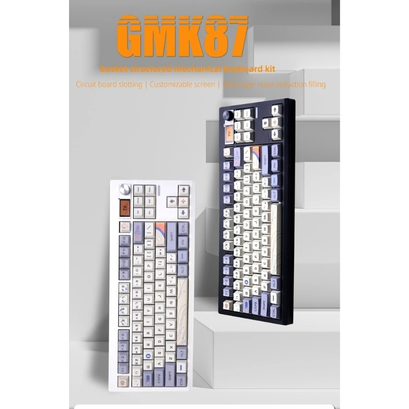 

GMK87 Customizable DIY Mechanical Keyboard 3Modes BT5/2.4G/UsbC Hot swappable Switches Backlights