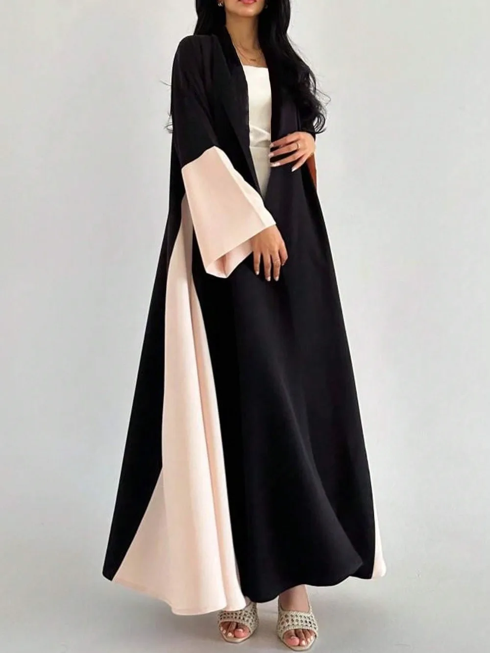 중동 민족 의류 느슨한 오픈 프론트 Abaya 이슬람 여성 Abayas 캐주얼 Kaftans 이슬람 전체 슬리브 맥시 드레스 Jilbabs