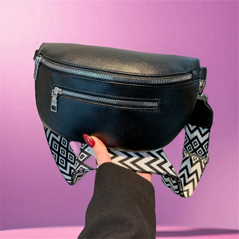 

Women Retro Belt Bag Casual Bum Bag with Multi Pockets Polyester Lining Zipper Closure Solid Color Chest Bags for Travel Outdoor