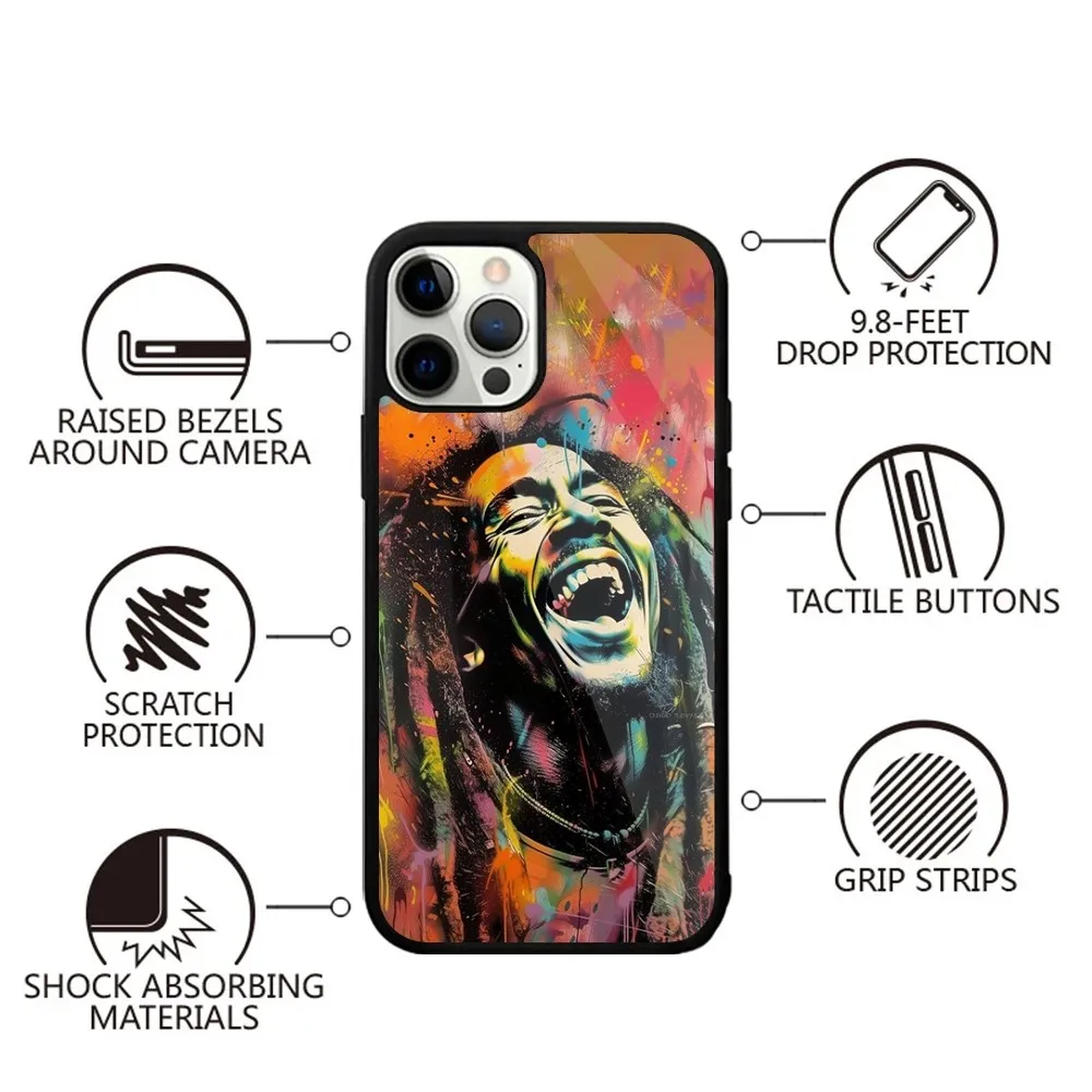 Bob Marley Rasta Lion Phone Case For iPhone 16,15,14,13,12,11,Plus,Pro,Max,Mini Magsafe Magnetic Wireless Charging