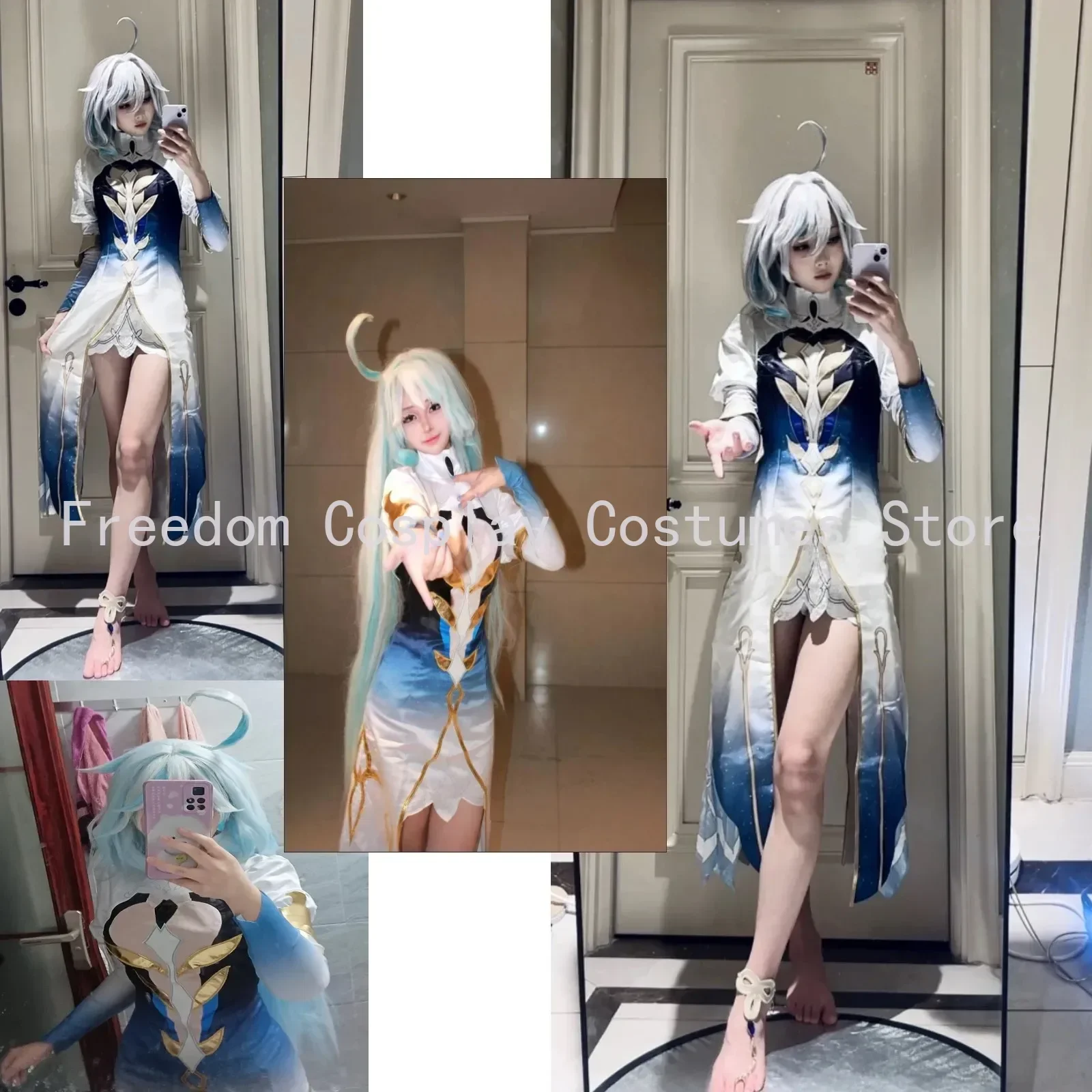 Focalors Cosplay Costume Furina Wig Game Genshin Impact Fontaine God of Justice Furina Cosplay Full Women Hallowen carnival Suit