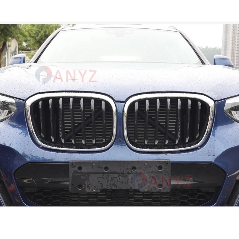 Front Grille Trim Strips for -BMW X3 G01 G08 Sport Style Grille Trim Strips Cover Frame Car Decorations Stickers Black