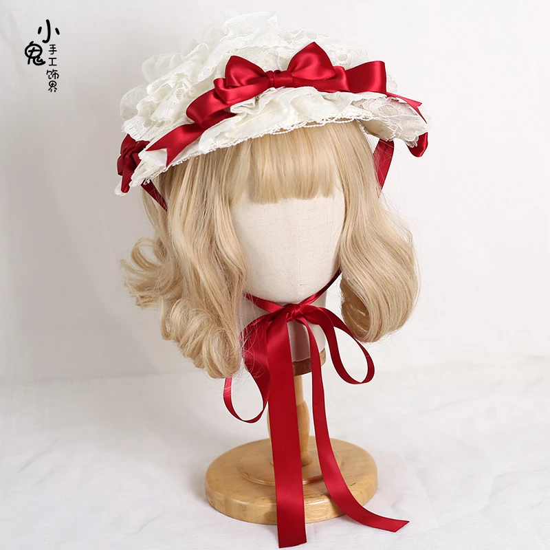 Japanese Lolita Hair Accessories Ruffled Sweet Bowknot Y2K Maid Headband Anime Cosplay Costume Headdress