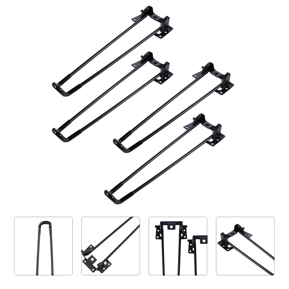 4 قطع من أرجل دبوس الصلب قابلة للطي بقاعدة معدنية وأقدام حديدية وطاولات سرير بديلة للأثاث