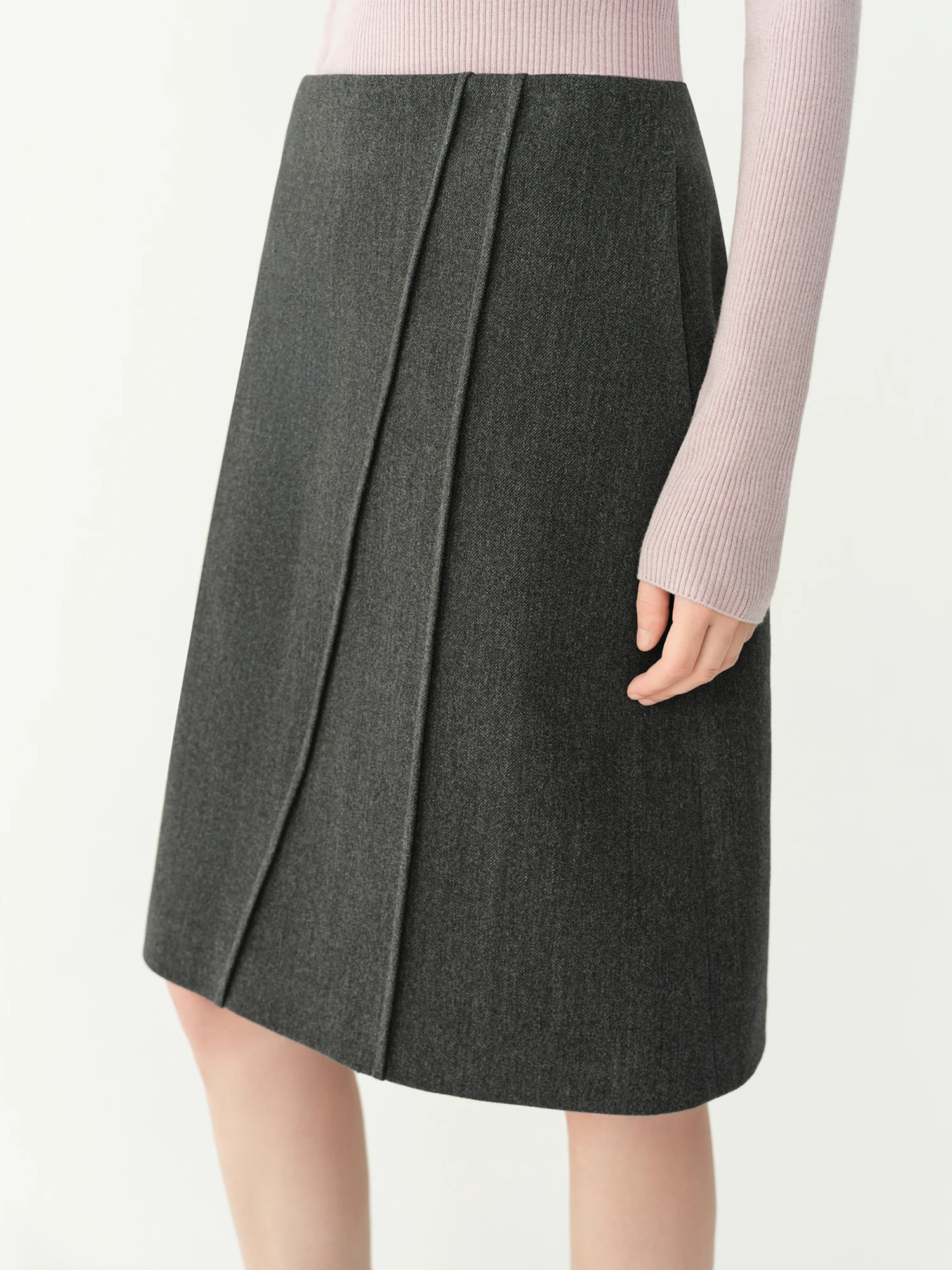 FSLE Damen A-Linien-Midirock mit 3D-Einsatz und diagonalem Schnitt, Winter 2026 Neuheit, eleganter, vielseitiger Schlagrock für den Alltag – Detail 16