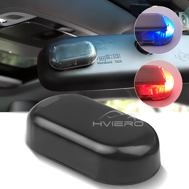 Car Solar Powered Security Dummy Truck Alarm Wireless Warning Anti-Theft Caution Lamp Car LED Flashing Imitation Decorative Bulb