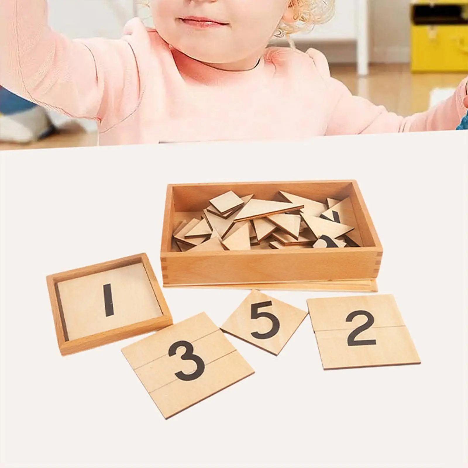 Wooden Numeral Cards Fine Motor Skill Shape Matching Development Math Puzzle for Preschool Kids Travel Boy Girl Party Favor