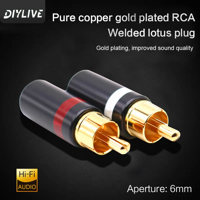 

DIYLIVE Pure copper gold plated RCA Lotus plug audio power amplifier AV head audio signal cable terminal clearance special