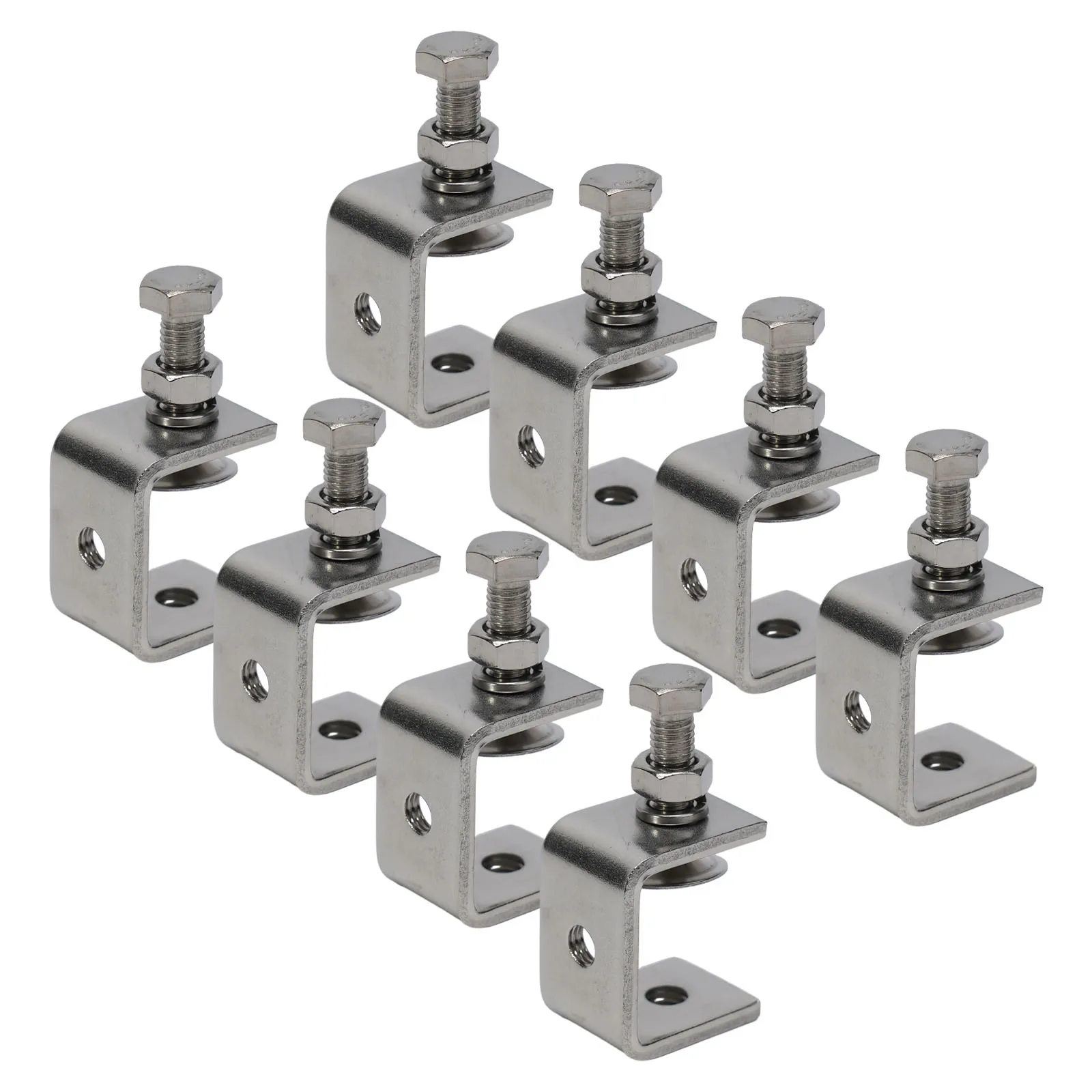 

8pcs Small C Clamps Stainless Steel Heavy Duty Pipe M8 Threaded Fixture For Welding Carpenter Cabinet Installation