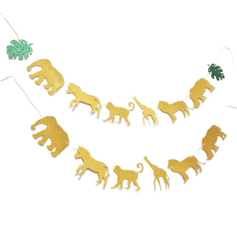1 bolsa de jungla Safari salvaje un año foto Prop Banner mi primer cumpleaños temático del zoológico feliz 1er cumpleaños decoración de fiesta de Baby Shower