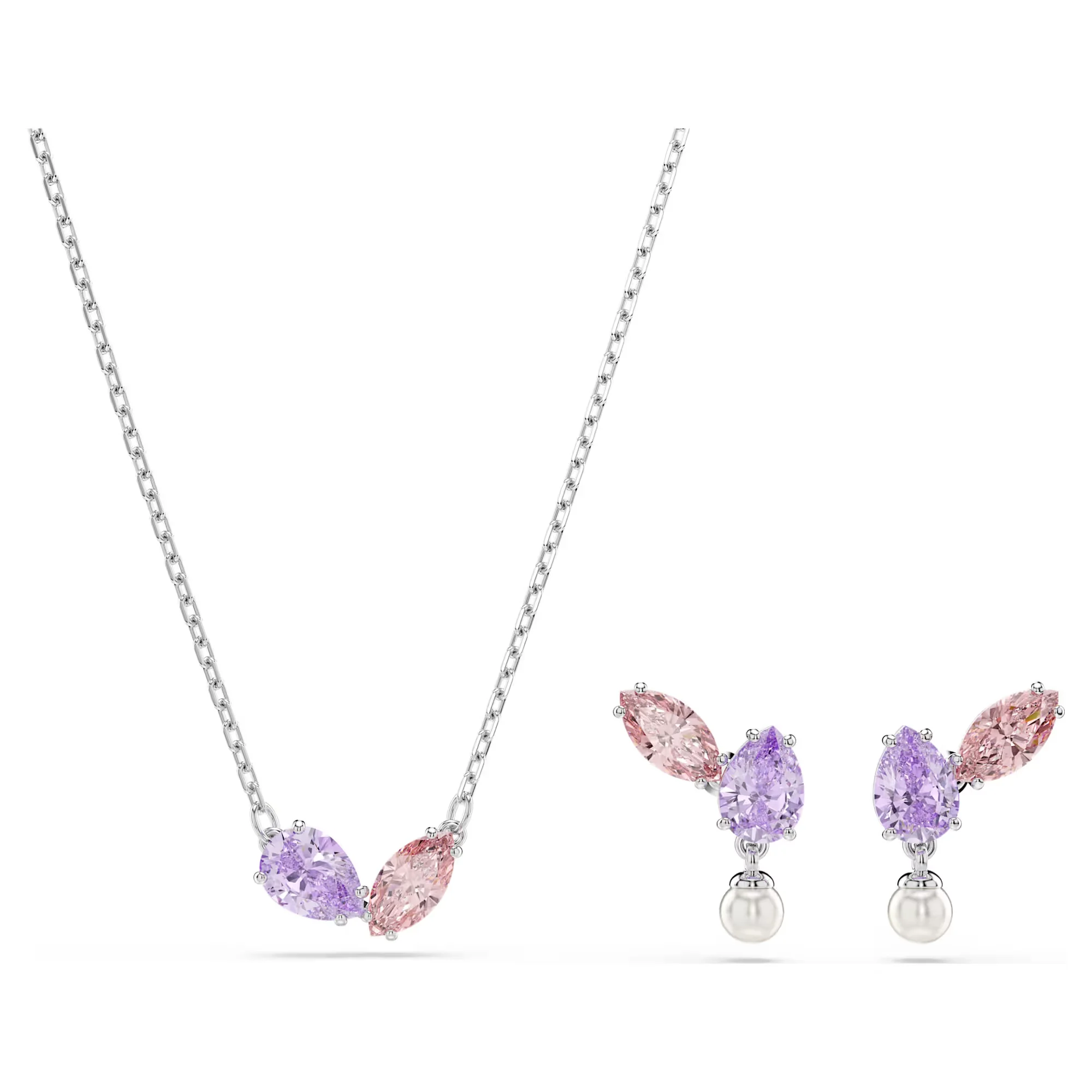 Pink & Purple Crystal with Pearl Jewelry