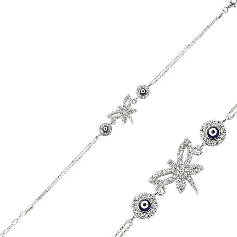 Sterling Silver Dragonfly Bracelet for Women Zircon Stone 925 Sterling Jewelry Wedding Party Birthday Gift - Box -for - Laides - Fashion