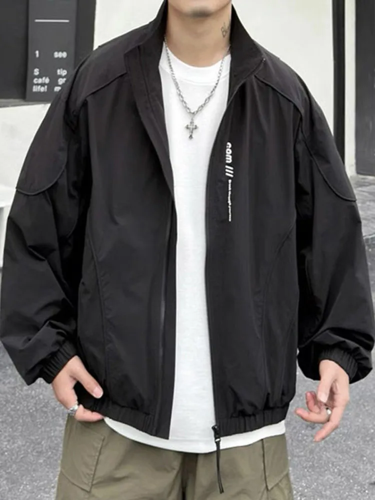 

New Spring Summer Men's Casual Thin Stand Collar Jaet Loose Outdoor Sun Protection Faion Brand Zipper Closure Long Sve