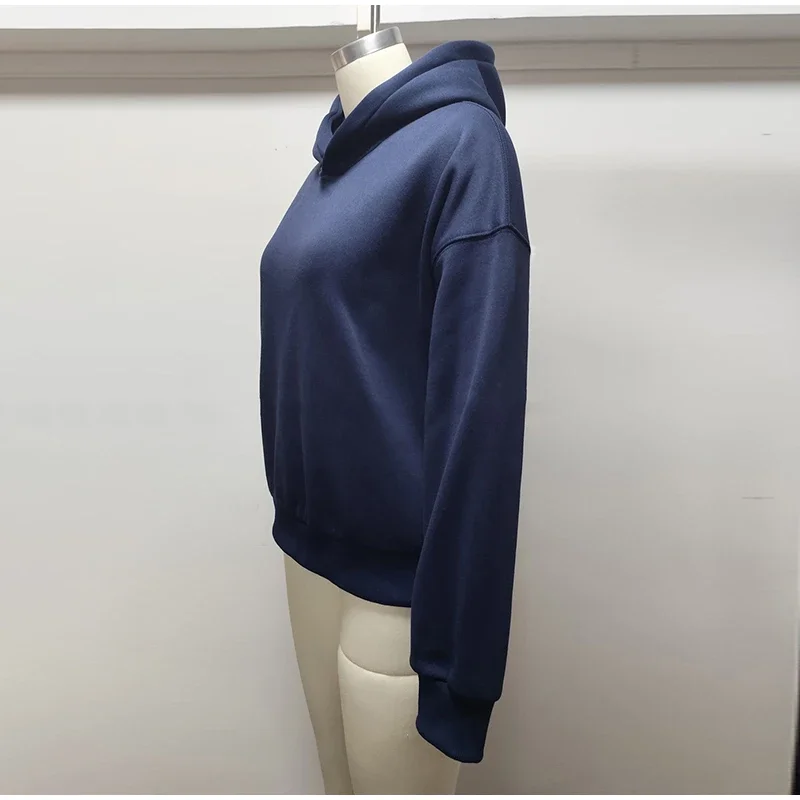Damen-Oberteile, Oversize-Cropped-Hoodie-Pullover mit Rückenverzierung aus Spitze, Engelsflügel-Stickerei-Patch, Kapuzenpullover, Gothic-Langarmjacken – Detail 3