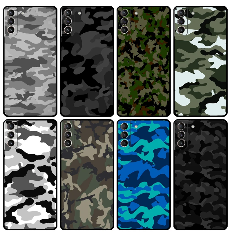 

Green Camouflage Case For Samsung Galaxy S23 S21 Ultra S22 Plus Note 10 20 Ultra S8 S9 S10 S20 FE Cover Coque